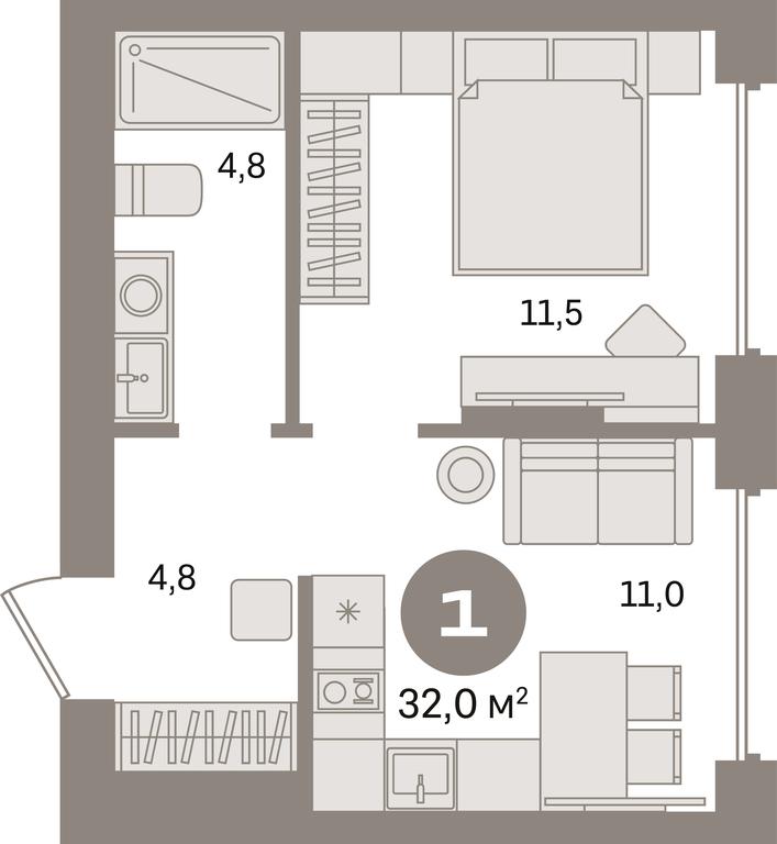 1-BD Apartment Sale, 32平方米 at Pervy kvartal, Kalinovaya ulitsa, derevnya Sapronovo, Leninskiy City District, Moscow Region, Russia #1 1-BD Apartment Sale, 32平方米 at Pervy kvartal, Kalinovaya ulitsa, derevnya Sapronovo, Leninskiy City District, Moscow Region, Russia #1