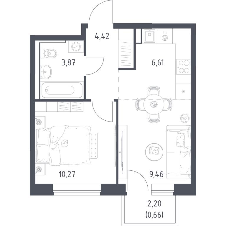 Apartment Sale, 35.29平方米 at Prigorod Lesnoe, Molodyozhny bulvar, 6, derevnya Misaylovo, Leninskiy City District, Moscow Region, Russia #1 Apartment Sale, 35.29平方米 at Prigorod Lesnoe, Molodyozhny bulvar, 6, derevnya Misaylovo, Leninskiy City District, Moscow Region, Russia #1