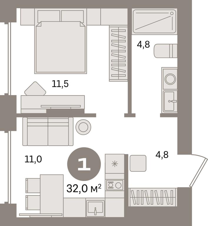 1-BD Apartment Sale, 32平方米 at Pervy kvartal, Kalinovaya ulitsa, derevnya Sapronovo, Leninskiy City District, Moscow Region, Russia #1 1-BD Apartment Sale, 32平方米 at Pervy kvartal, Kalinovaya ulitsa, derevnya Sapronovo, Leninskiy City District, Moscow Region, Russia #1
