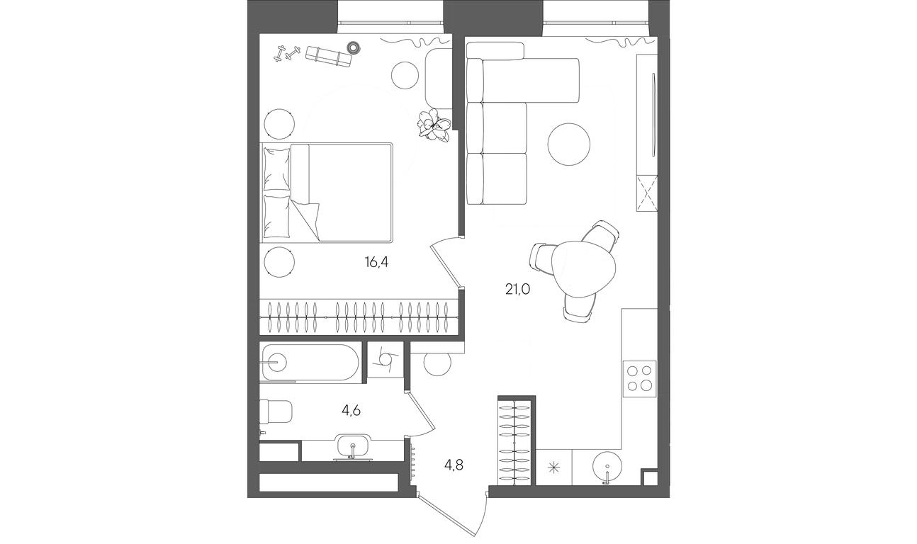 1-BD Apartment Sale, 46.8 sq. m. at Rise, ZhK Stoun Rays, Lefortovo District, Yugo-Vostochniy Administrative Okrug, Moscow, Russia #1 1-BD Apartment Sale, 46.8 sq. m. at Rise, ZhK Stoun Rays, Lefortovo District, Yugo-Vostochniy Administrative Okrug, Moscow, Russia #1