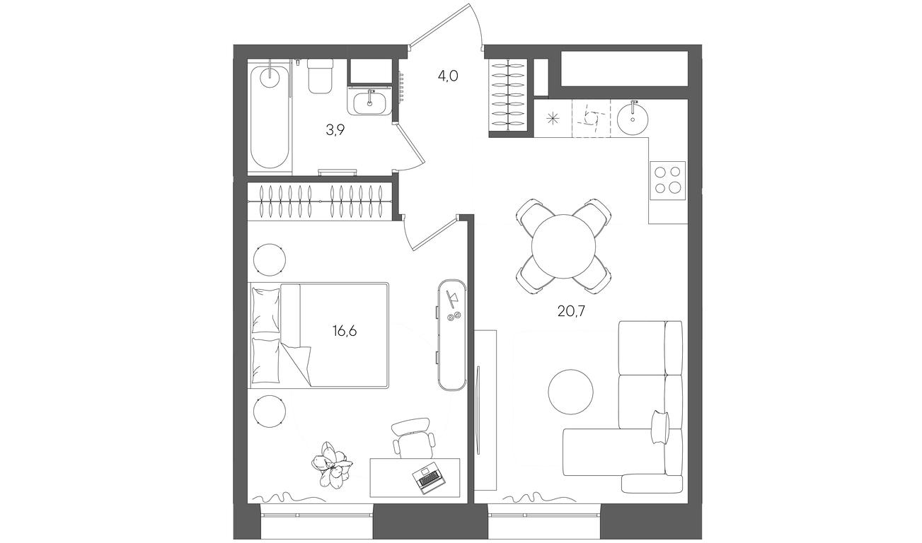 1-BD Apartment Sale, 45.3平方米 at Rise, ZhK Stoun Rays, Lefortovo District, Yugo-Vostochniy Administrative Okrug, Moscow, Russia #1 1-BD Apartment Sale, 45.3平方米 at Rise, ZhK Stoun Rays, Lefortovo District, Yugo-Vostochniy Administrative Okrug, Moscow, Russia #1