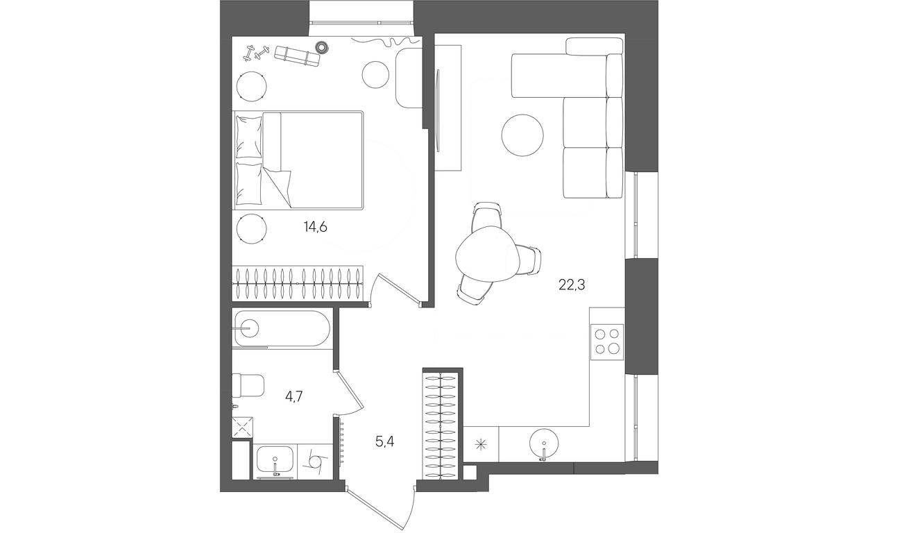 1-BD Apartment Sale, 47平方米 at Rise, ZhK Stoun Rays, Lefortovo District, Yugo-Vostochniy Administrative Okrug, Moscow, Russia #1 1-BD Apartment Sale, 47平方米 at Rise, ZhK Stoun Rays, Lefortovo District, Yugo-Vostochniy Administrative Okrug, Moscow, Russia #1