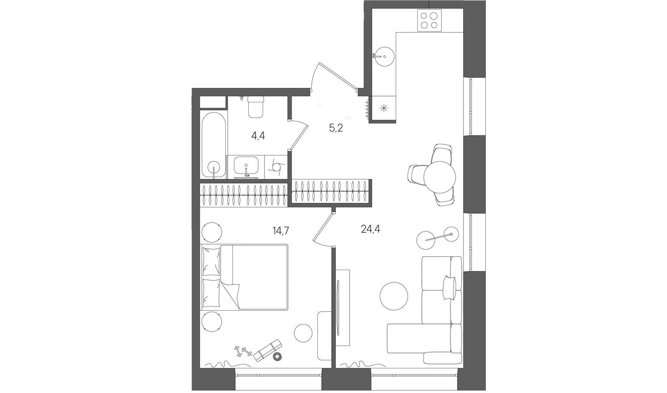 1-BD Apartment Sale, 48.7平方米 at Rise, ZhK Stoun Rays, Lefortovo District, Yugo-Vostochniy Administrative Okrug, Moscow, Russia #1 1-BD Apartment Sale, 48.7平方米 at Rise, ZhK Stoun Rays, Lefortovo District, Yugo-Vostochniy Administrative Okrug, Moscow, Russia #1