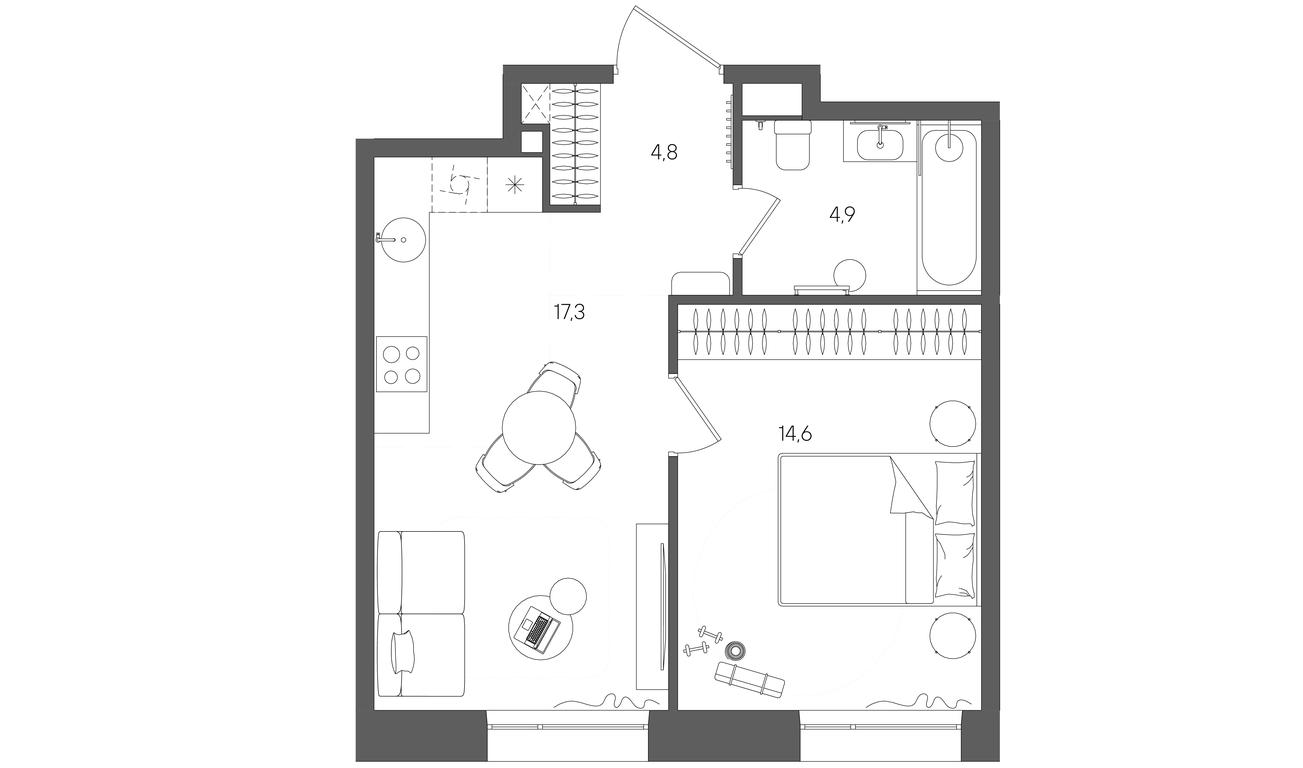 1-BD Apartment Sale, 41.6平方米 at Rise, ZhK Stoun Rays, Lefortovo District, Yugo-Vostochniy Administrative Okrug, Moscow, Russia #1 1-BD Apartment Sale, 41.6平方米 at Rise, ZhK Stoun Rays, Lefortovo District, Yugo-Vostochniy Administrative Okrug, Moscow, Russia #1