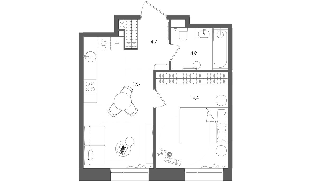 1-BD Apartment Sale, 41.9平方米 at Rise, ZhK Stoun Rays, Lefortovo District, Yugo-Vostochniy Administrative Okrug, Moscow, Russia #1 1-BD Apartment Sale, 41.9平方米 at Rise, ZhK Stoun Rays, Lefortovo District, Yugo-Vostochniy Administrative Okrug, Moscow, Russia #1