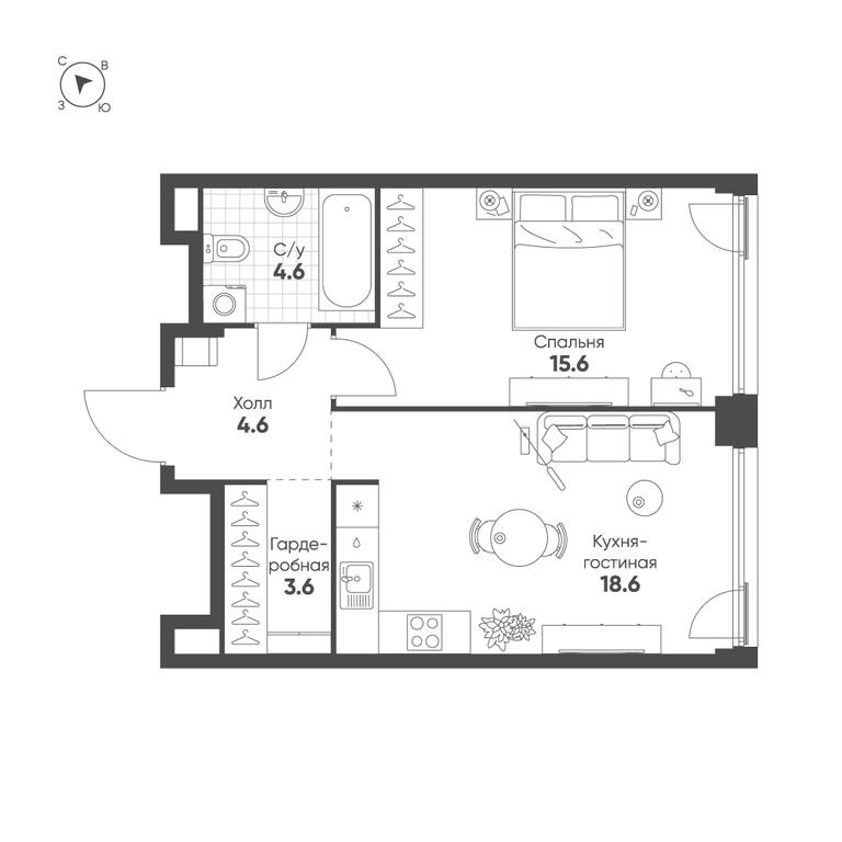 1-BD Apartment Sale, 47 sq. m. at Shagal, Автозаводская улица, 23, Москва, Россия #1 1-BD Apartment Sale, 47 sq. m. at Shagal, Автозаводская улица, 23, Москва, Россия #1