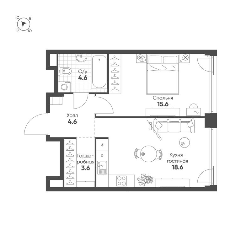 1-BD Apartment Sale, 47 sq. m. at Shagal, Автозаводская улица, 23, Москва, Россия #1 1-BD Apartment Sale, 47 sq. m. at Shagal, Автозаводская улица, 23, Москва, Россия #1
