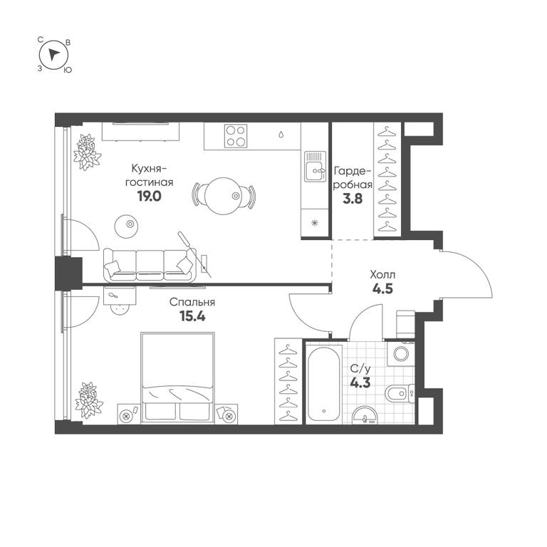 1-BD Apartment Sale, 47 sq. m. at Shagal, Автозаводская улица, 23, Москва, Россия #1
