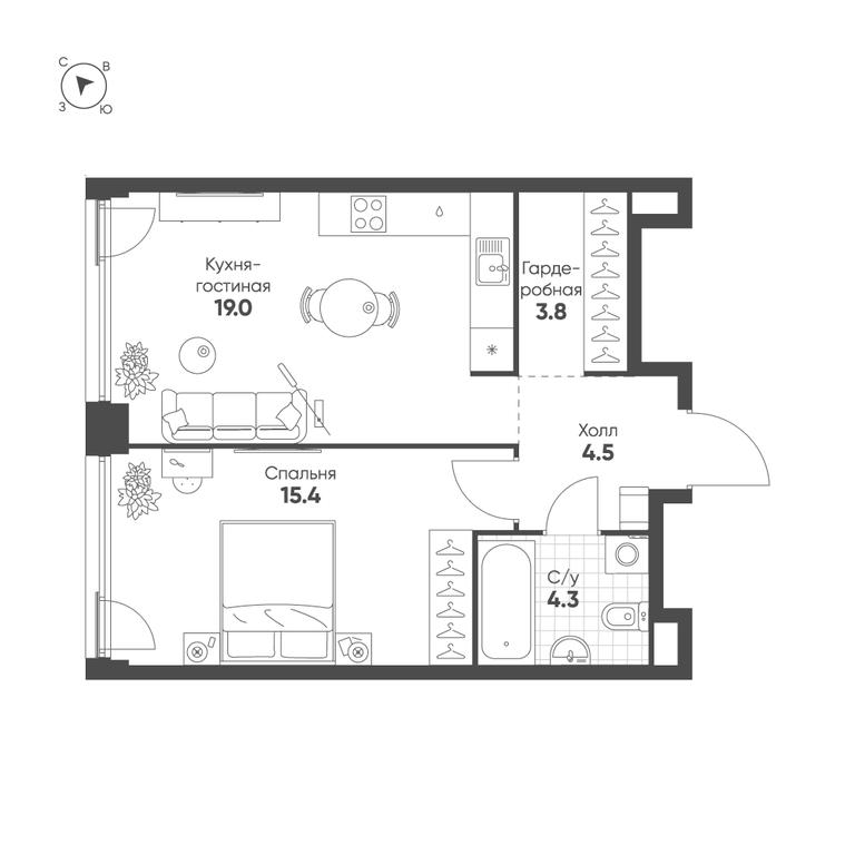 1-BD Apartment Sale, 47 sq. m. at Shagal, Автозаводская улица, 23, Москва, Россия #1 1-BD Apartment Sale, 47 sq. m. at Shagal, Автозаводская улица, 23, Москва, Россия #1