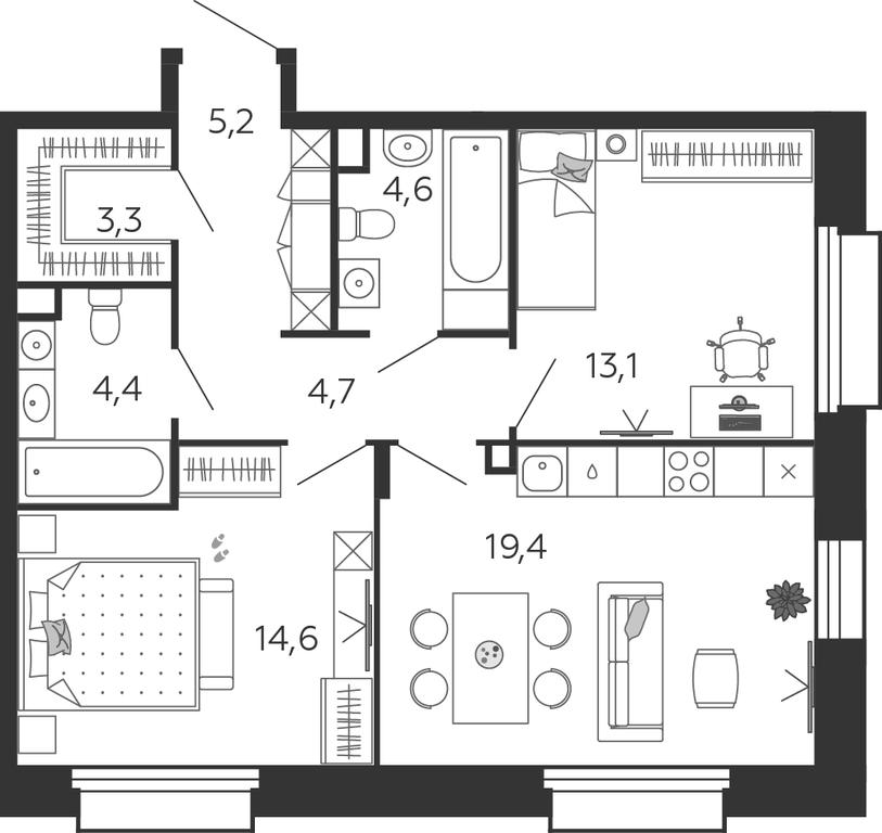 2-BD Apartment Sale, 69.2 sq. m. at Shagal, Автозаводская улица, 23, Москва, Россия #1 2-BD Apartment Sale, 69.2 sq. m. at Shagal, Автозаводская улица, 23, Москва, Россия #1