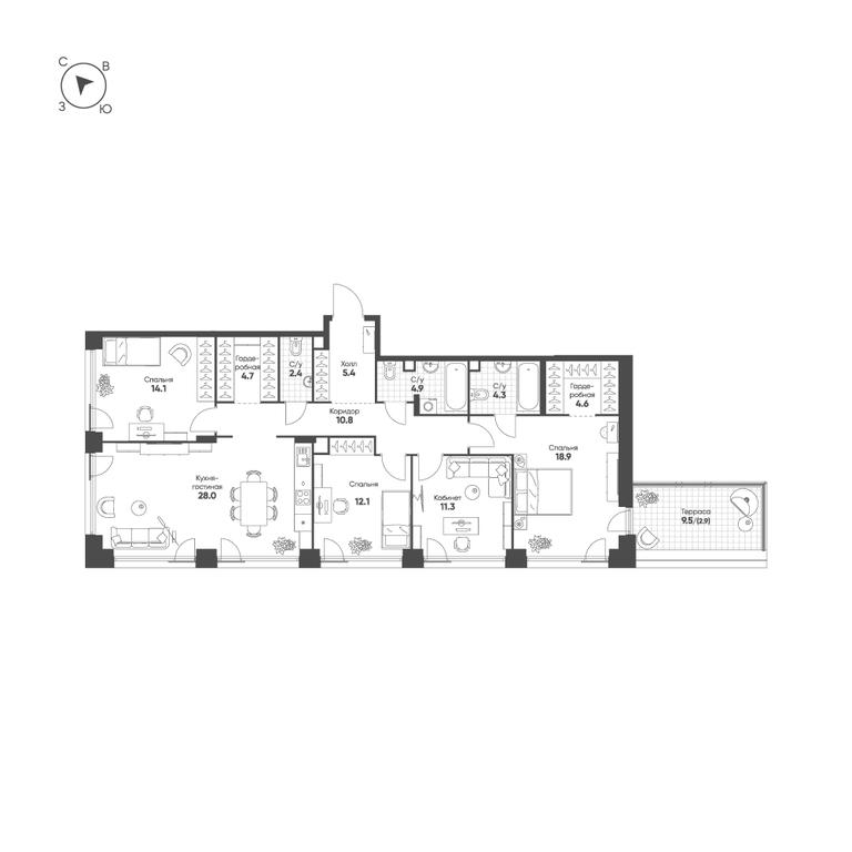 4-BD Apartment Sale, 124.4 sq. m. at Shagal, Автозаводская улица, 23, Москва, Россия #1 4-BD Apartment Sale, 124.4 sq. m. at Shagal, Автозаводская улица, 23, Москва, Россия #1