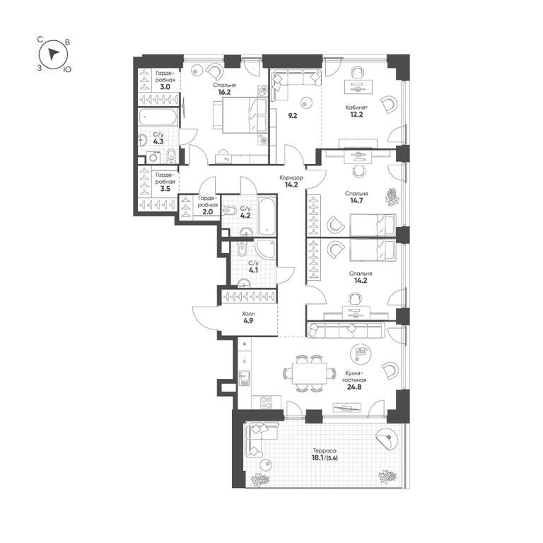 4-BD Apartment Sale, 136.9 sq. m. at Shagal, Автозаводская улица, 23, Москва, Россия #1