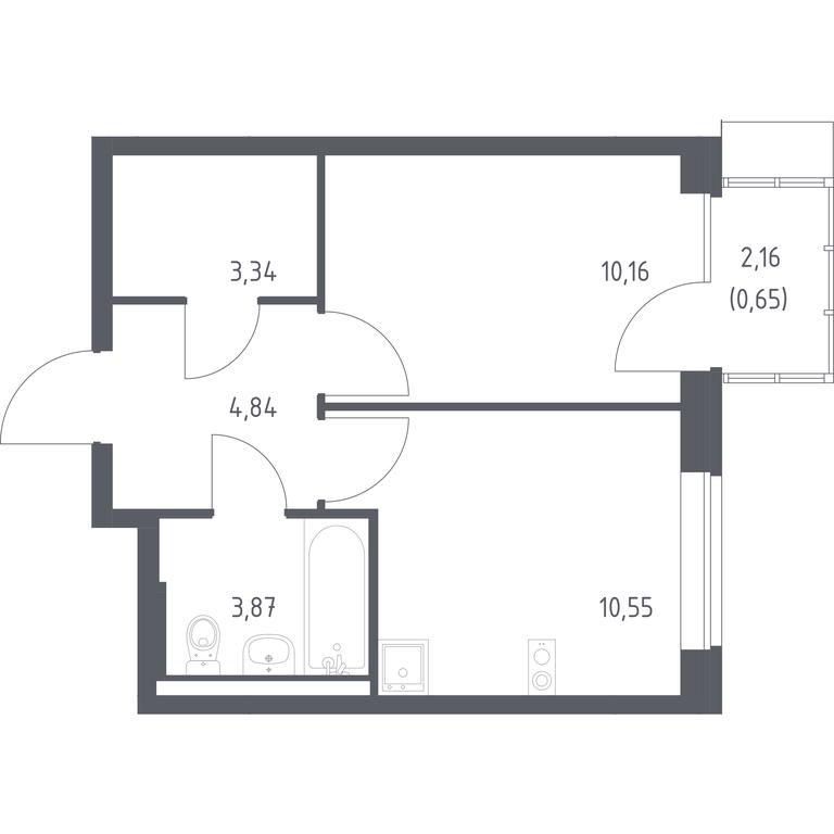 Apartment Sale, 33.41平方米 at Podolskie Kvartaly, zhiloy kompleks Podolskiye Kvartaly, Ryazanovskoe Settlement, Moscow, Russia #1