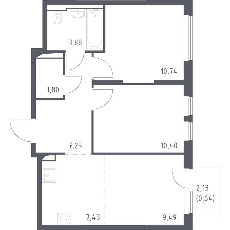 1-BD Apartment Sale, 51.63 sq. m. at Ostafevo, Ostafyevskoe Highway, 12к1, Ryazanovskoe Settlement, Moscow, Russia #1 1-BD Apartment Sale, 51.63 sq. m. at Ostafevo, Ostafyevskoe Highway, 12к1, Ryazanovskoe Settlement, Moscow, Russia #1