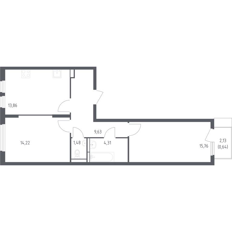 1-BD Apartment Sale, 59.9 sq. m. at Ostafevo, Ostafyevskoe Highway, 12к1, Ryazanovskoe Settlement, Moscow, Russia #1
