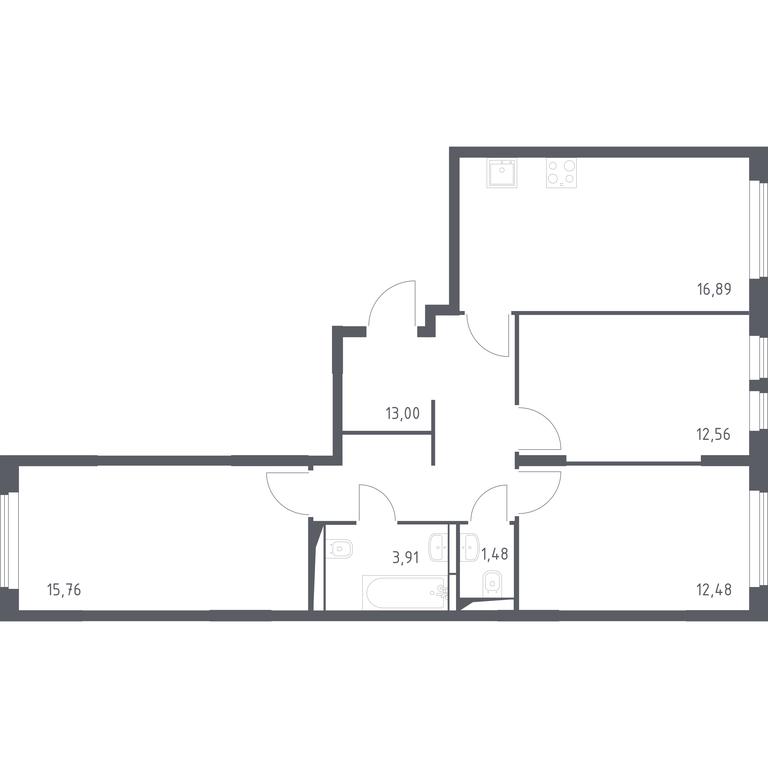 2-BD Apartment Sale, 76.08 sq. m. at Ostafevo, Ostafyevskoe Highway, 12к1, Ryazanovskoe Settlement, Moscow, Russia #1 2-BD Apartment Sale, 76.08 sq. m. at Ostafevo, Ostafyevskoe Highway, 12к1, Ryazanovskoe Settlement, Moscow, Russia #1