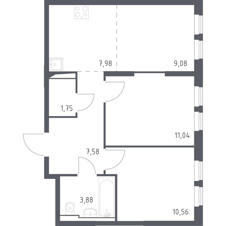 1-BD Apartment Sale, 51.87平方米 at Ostafevo, Ostafyevskoe Highway, 12к1, Ryazanovskoe Settlement, Moscow, Russia #1 1-BD Apartment Sale, 51.87平方米 at Ostafevo, Ostafyevskoe Highway, 12к1, Ryazanovskoe Settlement, Moscow, Russia #1