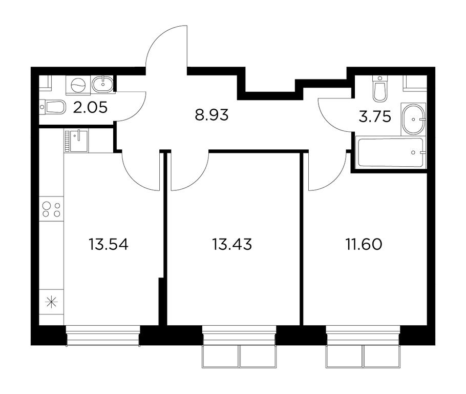 2-BD Apartment Sale, 53.3 sq. m. at Novoe Pushkino, mikrorayon Novoye Pushkino, Pushkino, Moscow Region, Russia #1