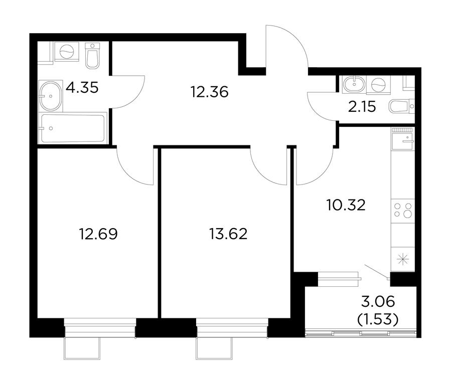 2-BD Apartment Sale, 57.02 sq. m. at Novoe Pushkino, mikrorayon Novoye Pushkino, Pushkino, Moscow Region, Russia #1 2-BD Apartment Sale, 57.02 sq. m. at Novoe Pushkino, mikrorayon Novoye Pushkino, Pushkino, Moscow Region, Russia #1