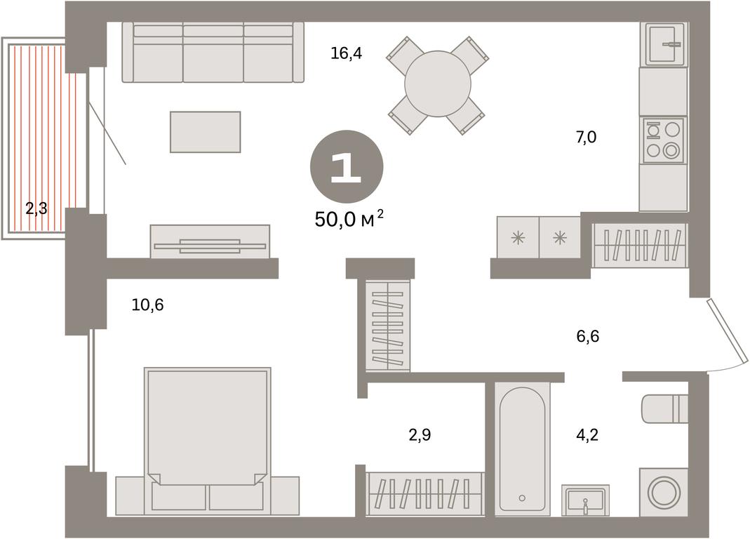 1-BD Apartment Sale, 50平方米 at Kvartal Metronom, Tagilskaya Street, Moscow, Russia #1