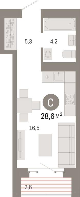Apartment Sale, 28.6 sq. m. at Kvartal Metronom, Tagilskaya Street, Moscow, Russia #1