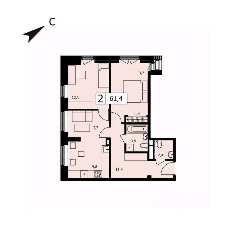 1-BD Apartment Sale, 61.4 sq. m. at TWICE (Tvays), Akademika Pavlova Street, 7, Moscow, Russia #1 1-BD Apartment Sale, 61.4 sq. m. at TWICE (Tvays), Akademika Pavlova Street, 7, Moscow, Russia #1
