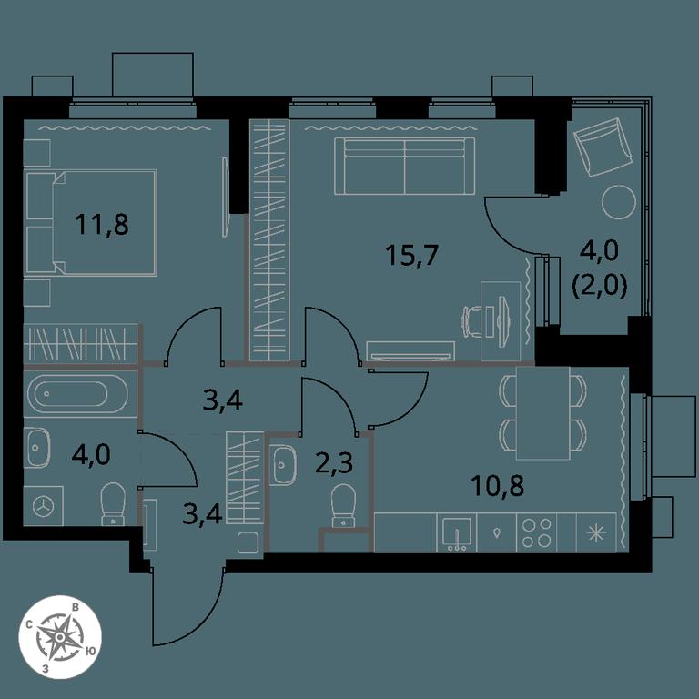 2-BD Apartment Sale, 53.4平方米 at 1 Izmajlovskij, Montazhnaya Street, 8с13, Moscow, Russia #1 2-BD Apartment Sale, 53.4平方米 at 1 Izmajlovskij, Montazhnaya Street, 8с13, Moscow, Russia #1