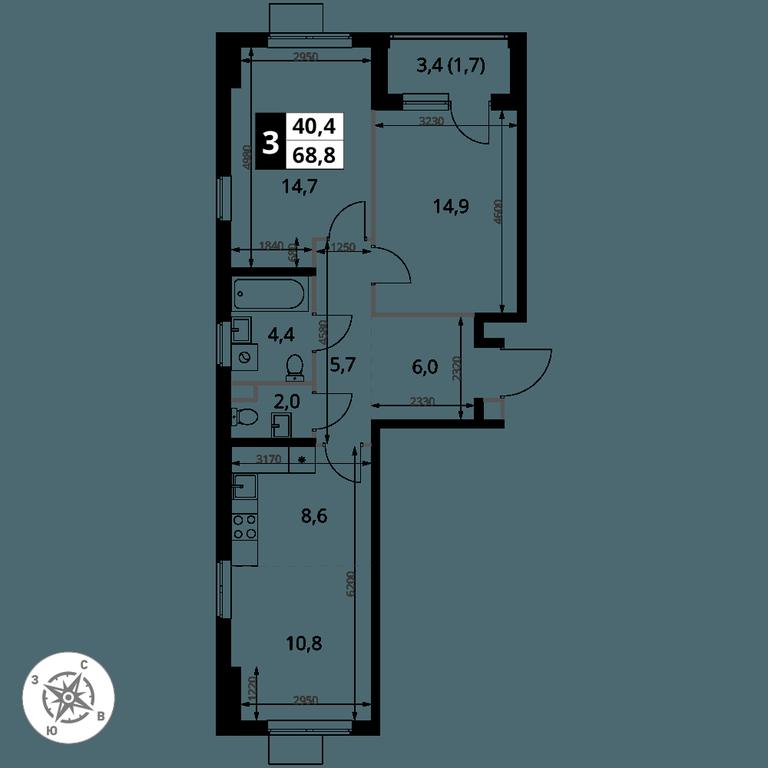 3-BD Apartment Sale, 68.8平方米 at 1 Izmajlovskij, Montazhnaya Street, 8с13, Moscow, Russia #2 3-BD Apartment Sale, 68.8平方米 at 1 Izmajlovskij, Montazhnaya Street, 8с13, Moscow, Russia #2