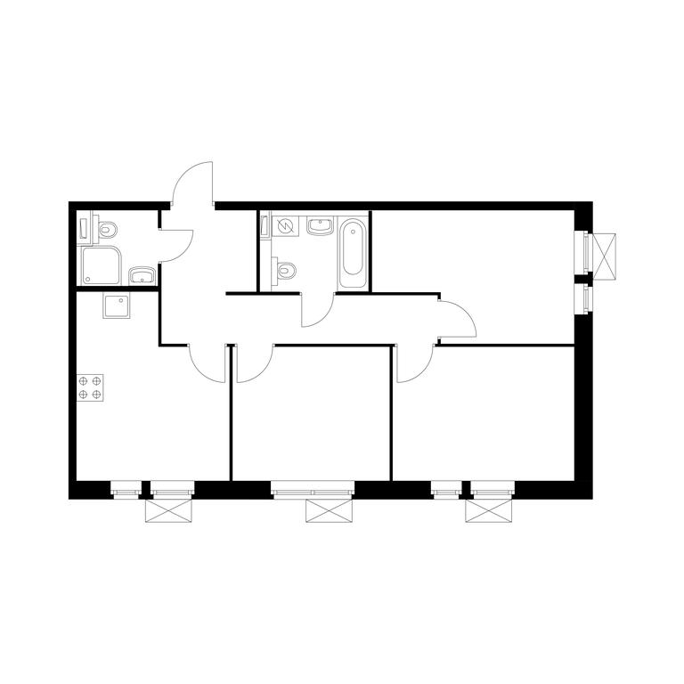 3-BD Apartment Sale, 64.1 sq. m. at Belaya Dacha Park, mikrorayon Parkovy, 1, Kotelniki, Moscow Region, Russia #1