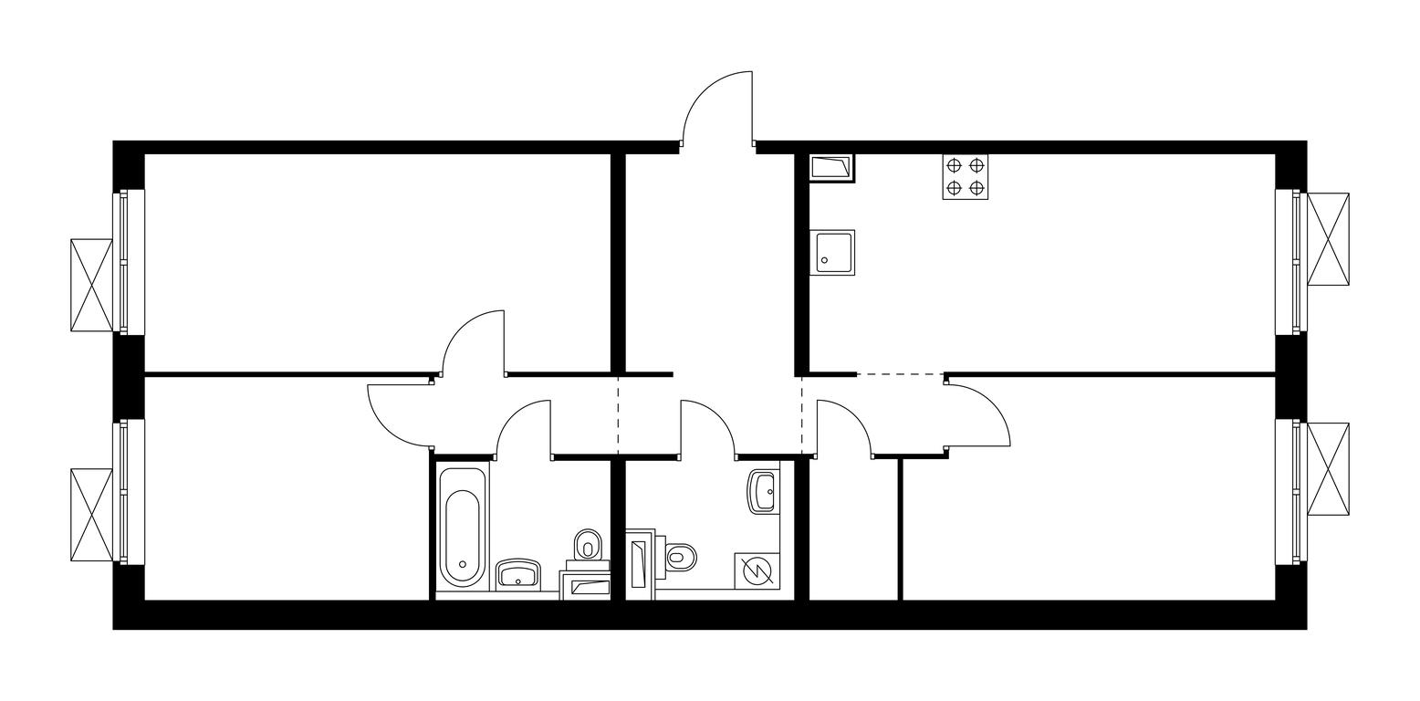 3-BD Apartment Sale, 79.7 sq. m. at Belaya Dacha Park, mikrorayon Parkovy, 1, Kotelniki, Moscow Region, Russia #1