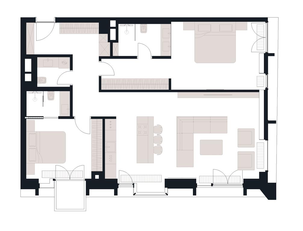 2-BD Apartment Sale, 103.5平方米 at Victory Park Residences, Bratyev Fonchenko Street, вл3, Moscow, Russia #1 2-BD Apartment Sale, 103.5平方米 at Victory Park Residences, Bratyev Fonchenko Street, вл3, Moscow, Russia #1