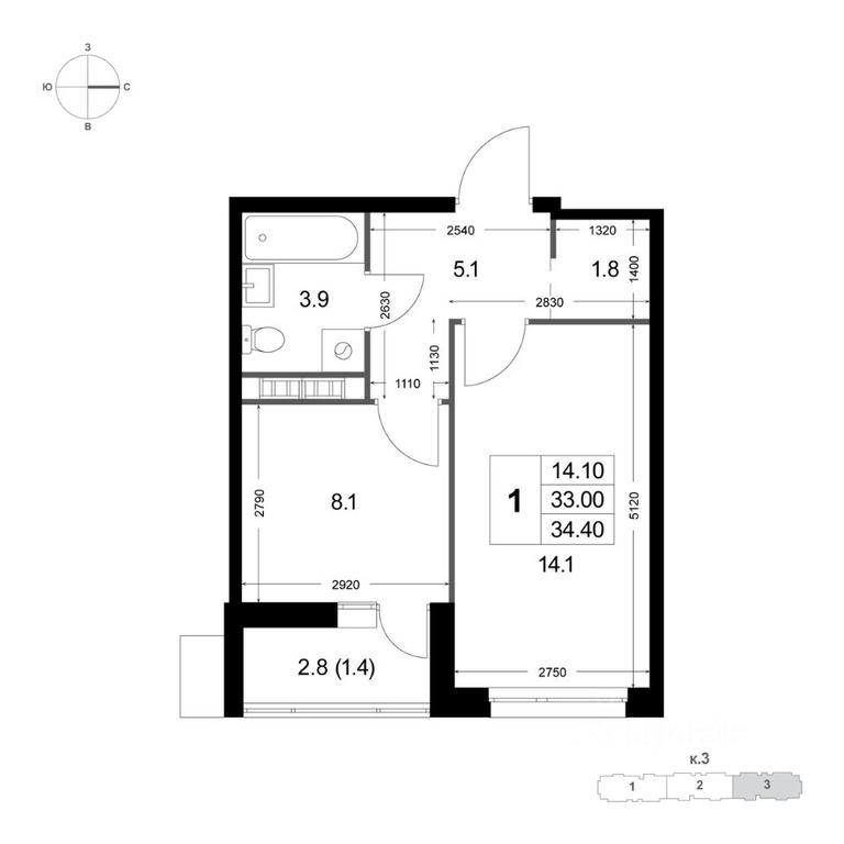 Apartment Sale, 34.4平方米 at Legenda Korenyovo, ulitsa Lorkha, dachny posyolok Kraskovo, Lubertsy City District, Moscow Region, Russia #1