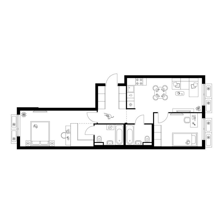 2-BD Apartment Sale, 63.3平方米 at Salarevo Park, Salaryevskaya Street, 8к1, Moskovskiy Settlement, Moscow, Russia #1