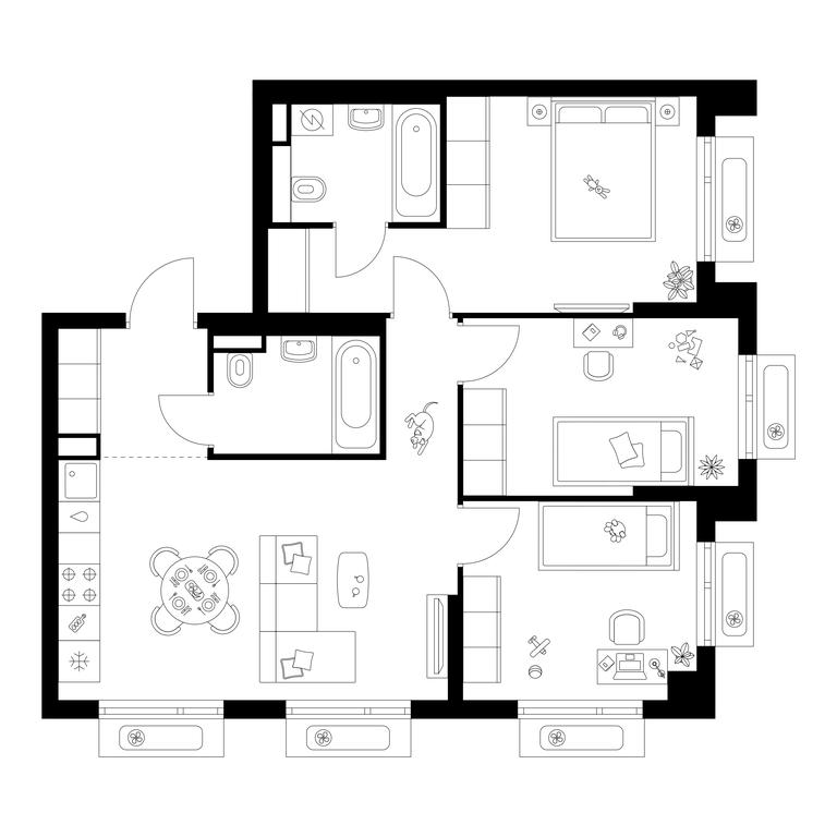 3-BD Apartment Sale, 67.4 sq. m. at Salarevo Park, Salaryevskaya Street, 8к1, Moskovskiy Settlement, Moscow, Russia #1