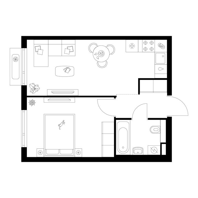 1-BD Apartment Sale, 37 sq. m. at Salarevo Park, Salaryevskaya Street, 8к1, Moskovskiy Settlement, Moscow, Russia #1