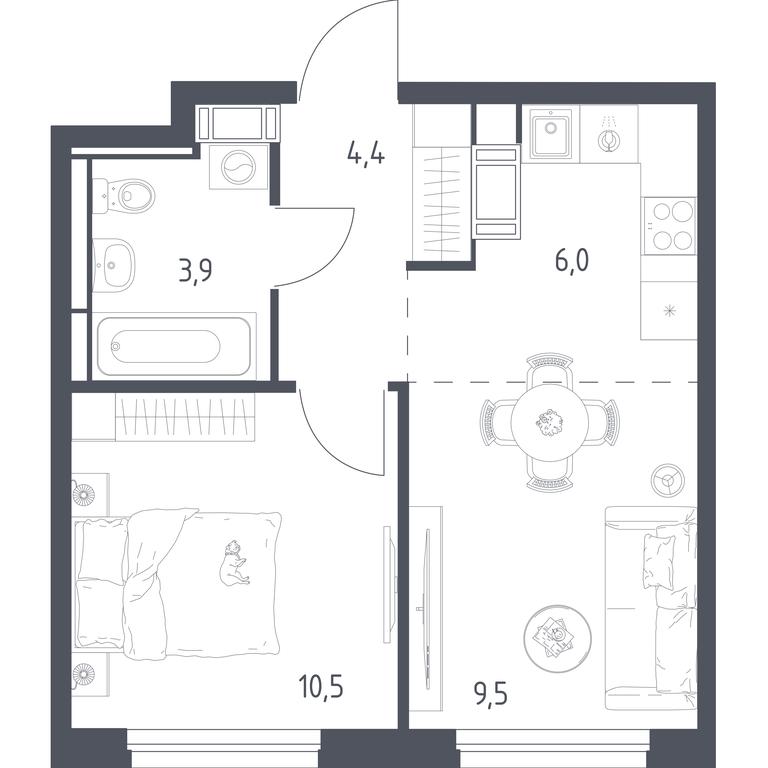Apartment Sale, 33.9 sq. m. at Mytishchi Park, Silikatnaya ulitsa, 41к3, Mytischi, Moscow Region, Russia #1 Apartment Sale, 33.9 sq. m. at Mytishchi Park, Silikatnaya ulitsa, 41к3, Mytischi, Moscow Region, Russia #1