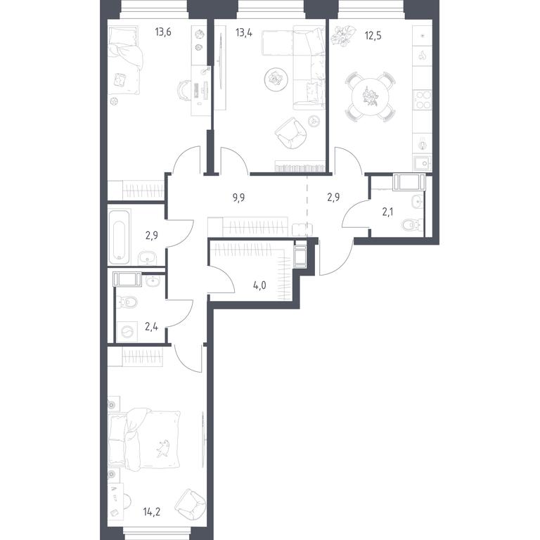 2-BD Apartment Sale, 76.7 sq. m. at Mytishchi Park, Silikatnaya ulitsa, 41к3, Mytischi, Moscow Region, Russia #1 2-BD Apartment Sale, 76.7 sq. m. at Mytishchi Park, Silikatnaya ulitsa, 41к3, Mytischi, Moscow Region, Russia #1