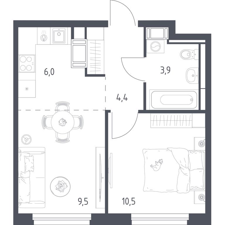 Apartment Sale, 33.9平方米 at Mytishchi Park, Silikatnaya ulitsa, 41к3, Mytischi, Moscow Region, Russia #1 Apartment Sale, 33.9平方米 at Mytishchi Park, Silikatnaya ulitsa, 41к3, Mytischi, Moscow Region, Russia #1