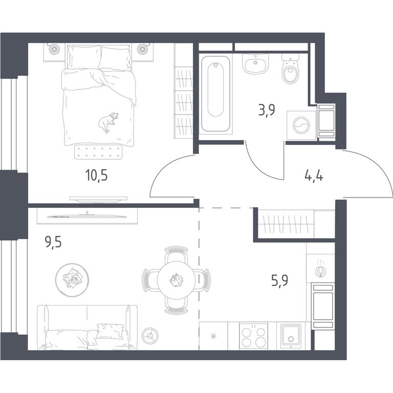 Apartment Sale, 33.9平方米 at Mytishchi Park, Silikatnaya ulitsa, 41к3, Mytischi, Moscow Region, Russia #1 Apartment Sale, 33.9平方米 at Mytishchi Park, Silikatnaya ulitsa, 41к3, Mytischi, Moscow Region, Russia #1