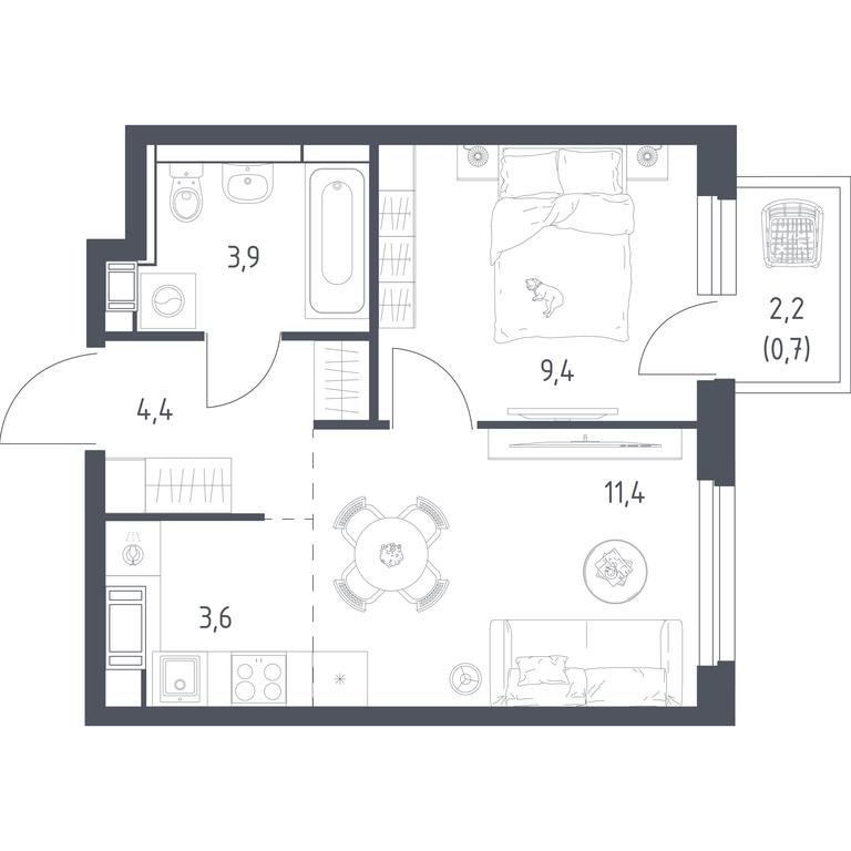 Apartment Sale, 32.9平方米 at Mytishchi Park, Silikatnaya ulitsa, 41к3, Mytischi, Moscow Region, Russia #1