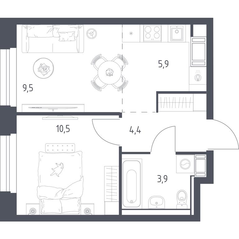 Apartment Sale, 33.7平方米 at Mytishchi Park, Silikatnaya ulitsa, 41к3, Mytischi, Moscow Region, Russia #1