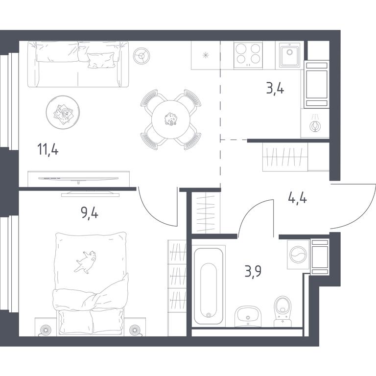 Apartment Sale, 31.9 sq. m. at Mytishchi Park, Silikatnaya ulitsa, 41к3, Mytischi, Moscow Region, Russia #1