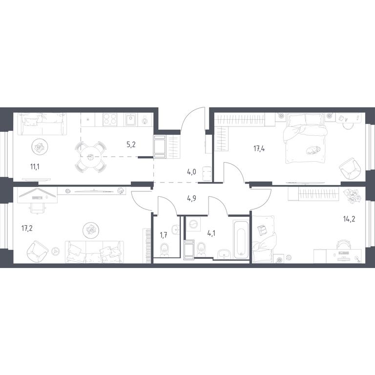 2-BD Apartment Sale, 79.3平方米 at Mytishchi Park, Silikatnaya ulitsa, 41к3, Mytischi, Moscow Region, Russia #1 2-BD Apartment Sale, 79.3平方米 at Mytishchi Park, Silikatnaya ulitsa, 41к3, Mytischi, Moscow Region, Russia #1