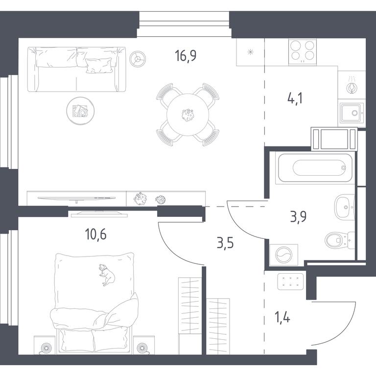 Apartment Sale, 39.7 sq. m. at Mytishchi Park, Silikatnaya ulitsa, 41к3, Mytischi, Moscow Region, Russia #1 Apartment Sale, 39.7 sq. m. at Mytishchi Park, Silikatnaya ulitsa, 41к3, Mytischi, Moscow Region, Russia #1