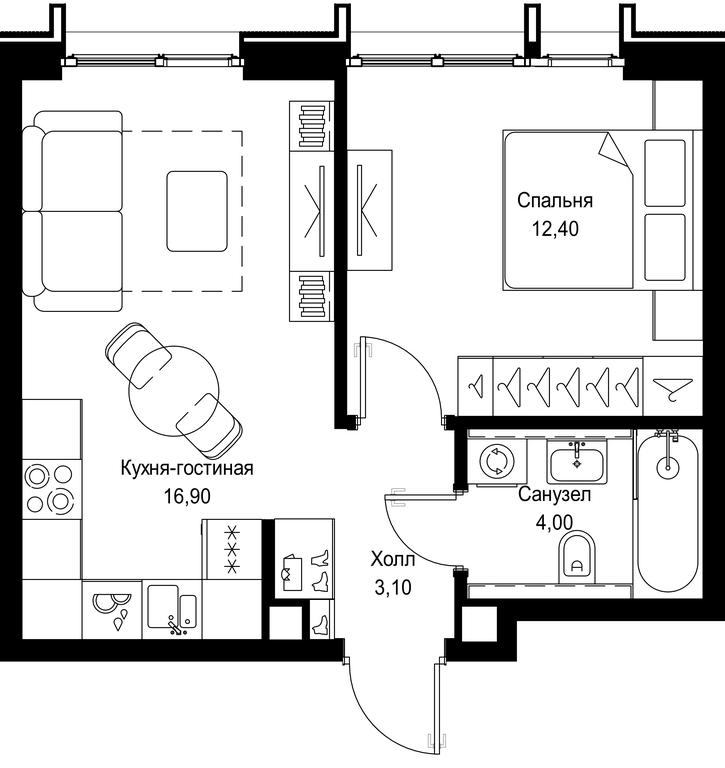 1-BD Apartment Sale, 36.4 sq. m. at Multikvartal CITYZEN, Vishnyovaya Street, Moscow, Russia #1 1-BD Apartment Sale, 36.4 sq. m. at Multikvartal CITYZEN, Vishnyovaya Street, Moscow, Russia #1