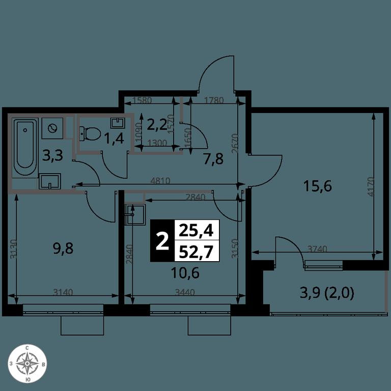 2-BD Apartment Sale, 52.7 sq. m. at 1-y Salarevskiy, Kiyevskoye Highway, Moskovskiy Settlement, Moscow, Russia #2