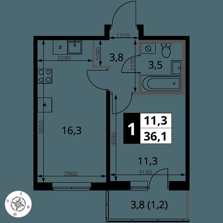 1-BD Apartment Sale, 36.1 sq. m. at 1 Yasenevskij, Kvartal № 24, Mosrentgen Settlement, Moscow, Russia #1 1-BD Apartment Sale, 36.1 sq. m. at 1 Yasenevskij, Kvartal № 24, Mosrentgen Settlement, Moscow, Russia #1