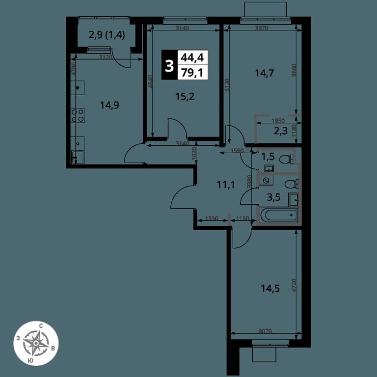3-BD Apartment Sale, 79.1 sq. m. at 1 Yasenevskij, Kvartal № 24, Mosrentgen Settlement, Moscow, Russia #1 3-BD Apartment Sale, 79.1 sq. m. at 1 Yasenevskij, Kvartal № 24, Mosrentgen Settlement, Moscow, Russia #1