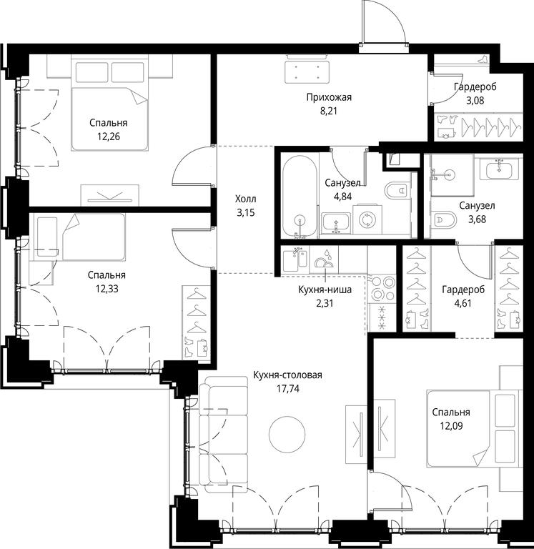 3-BD Apartment Sale, 84.3平方米 at City Bay, Volokolamskoye Highway, 95с3, Moscow, Russia #1 3-BD Apartment Sale, 84.3平方米 at City Bay, Volokolamskoye Highway, 95с3, Moscow, Russia #1