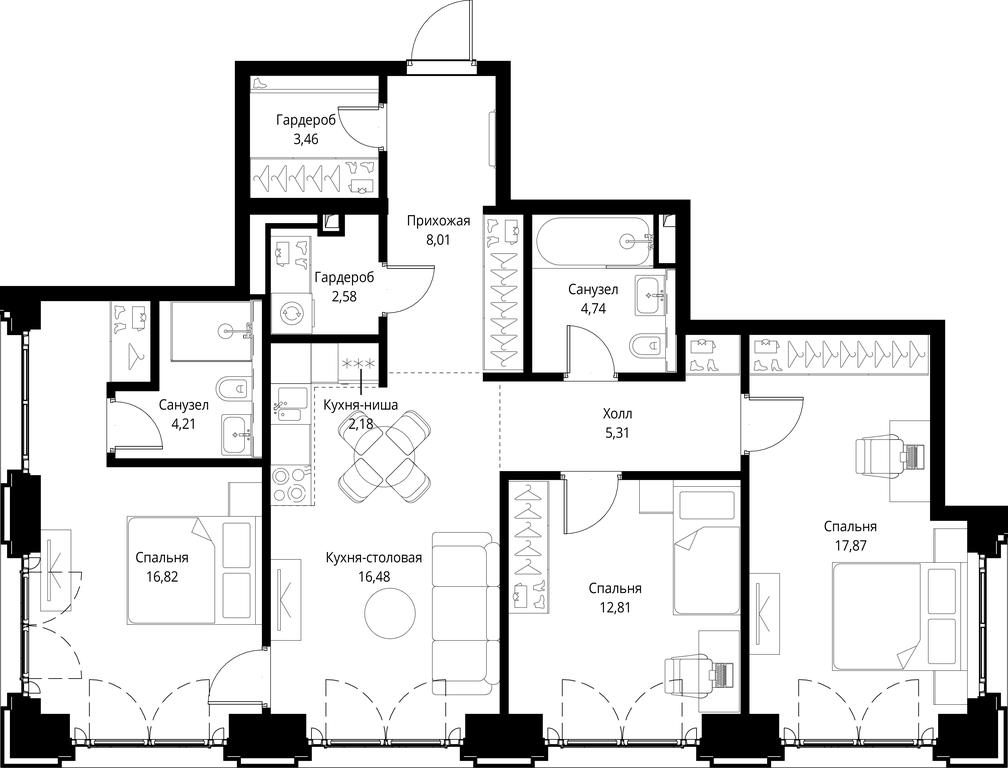 3-BD Apartment Sale, 94.47 sq. m. at City Bay, Volokolamskoye Highway, 95с3, Moscow, Russia #1 3-BD Apartment Sale, 94.47 sq. m. at City Bay, Volokolamskoye Highway, 95с3, Moscow, Russia #1